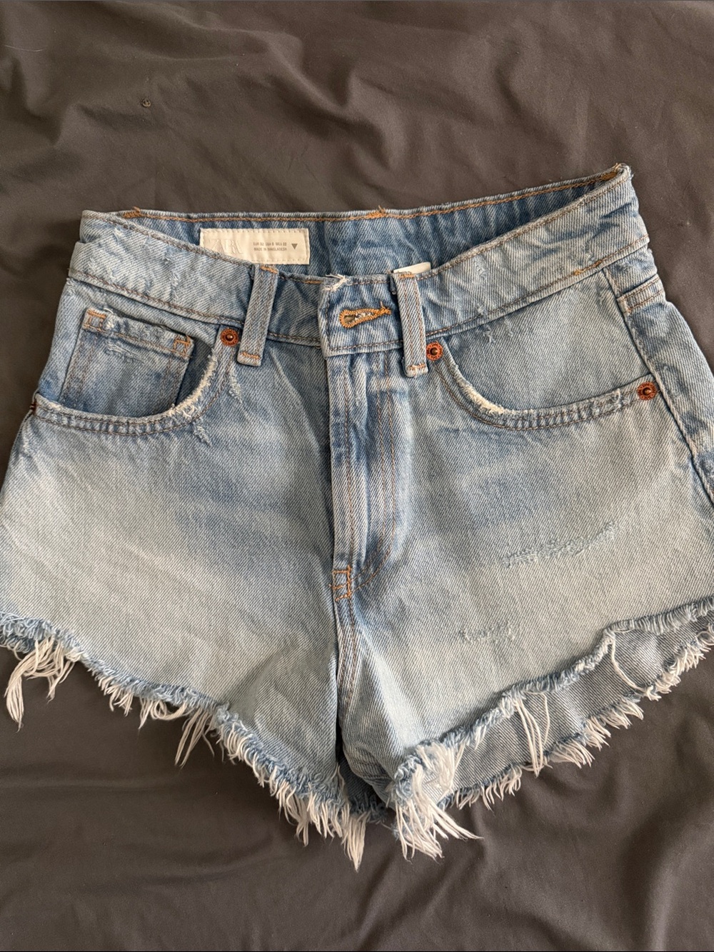 Zara Light Blue Distressed Denim Cutoff Shorts